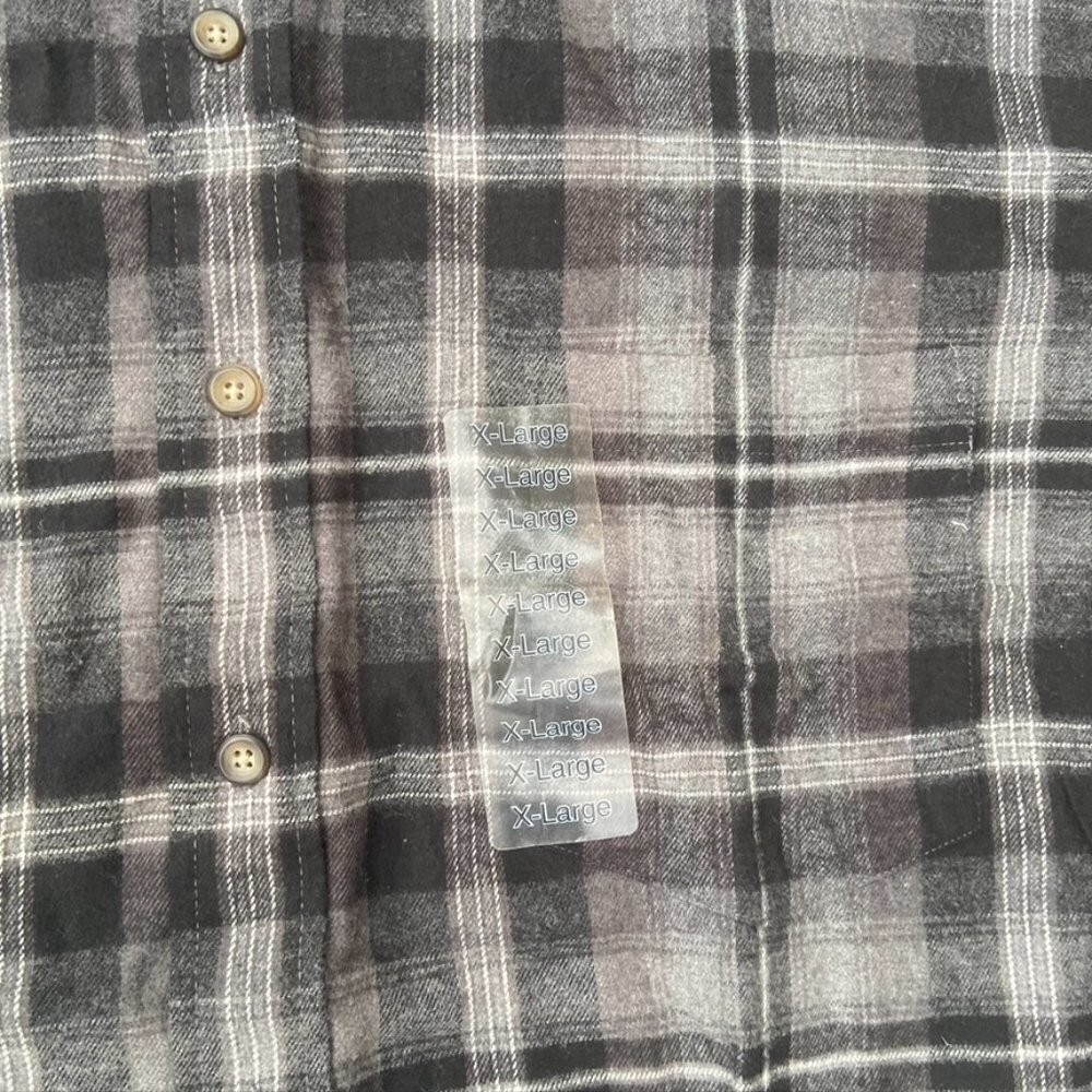 ** VINTAGE PTOWNCRAFT BUTTON DOWN PLAID FLANNEL NWT Black White Gray XL - Picture 4 of 10